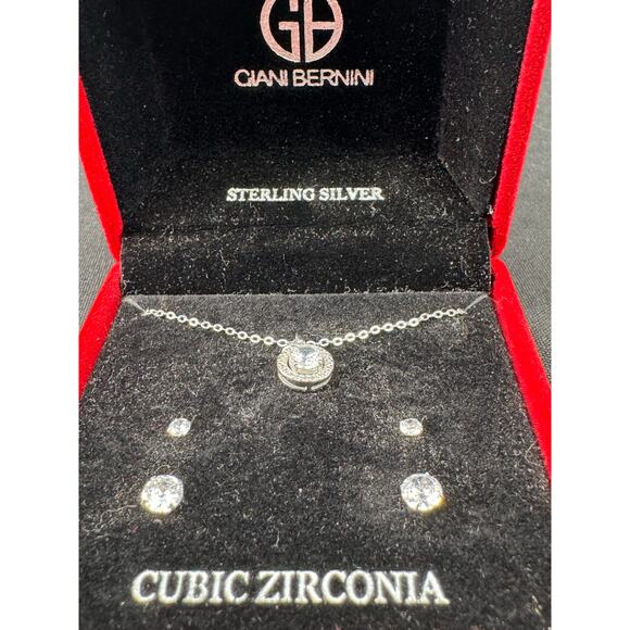 Giani Bernini Sterling Silver CZ Necklace & Earring Set - Picture 1 of 3